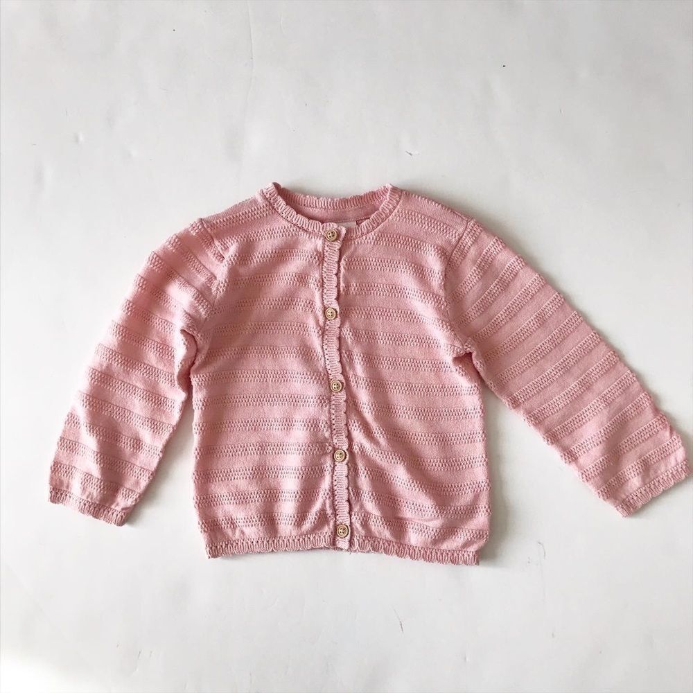 H&M pink light knit cardigan VGUC 6-9 months
